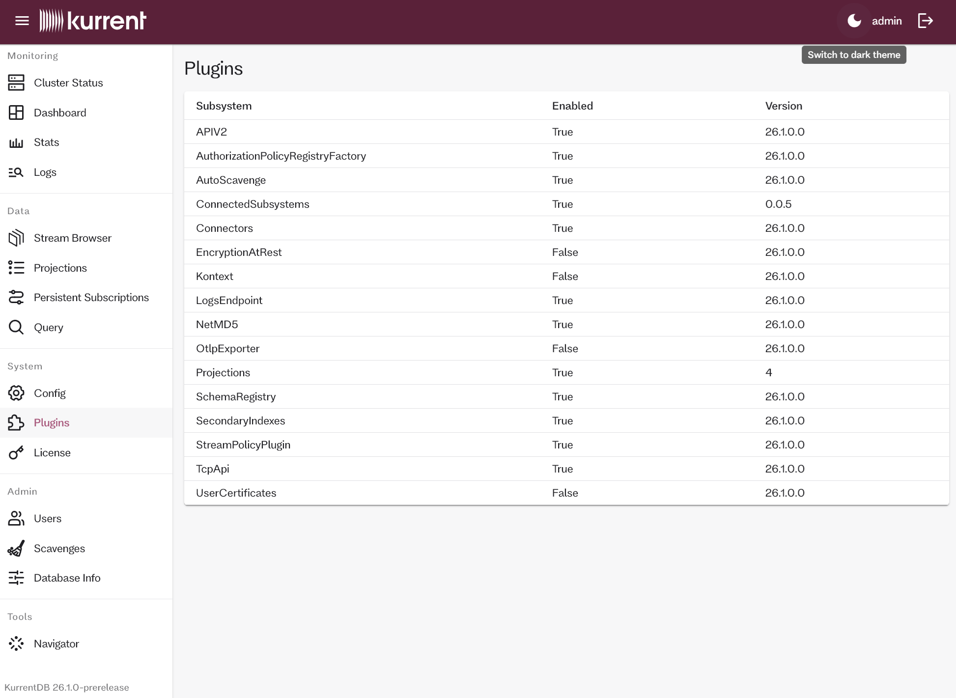 Embedded UI Plugins page